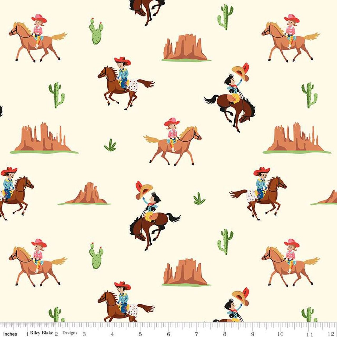 Fabric Riley Blake Cream Lil Buckaroos Giddy Up Designer Flannel by the Quarter Yard F16020-CREAM